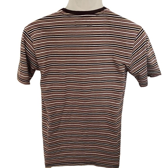 Lost Skate Surf Brown Stripes Short Sleeve Tee Shirt Men S Small - Picture 3 of 5